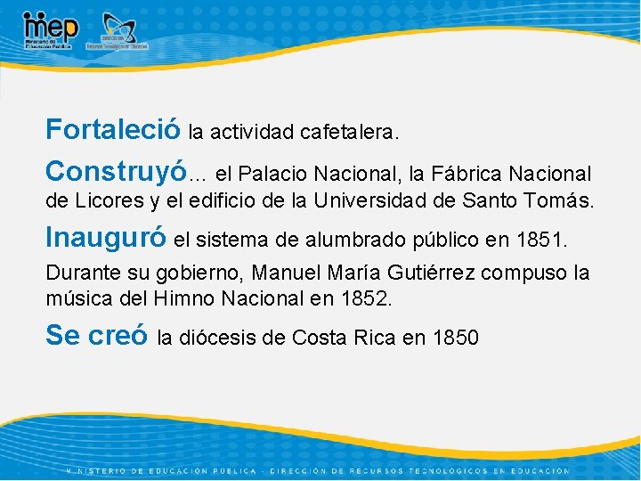 Fortaleció la actividad cafetalera. Construyó… el Palacio Nacional, la Fábrica Nacional de Licores y