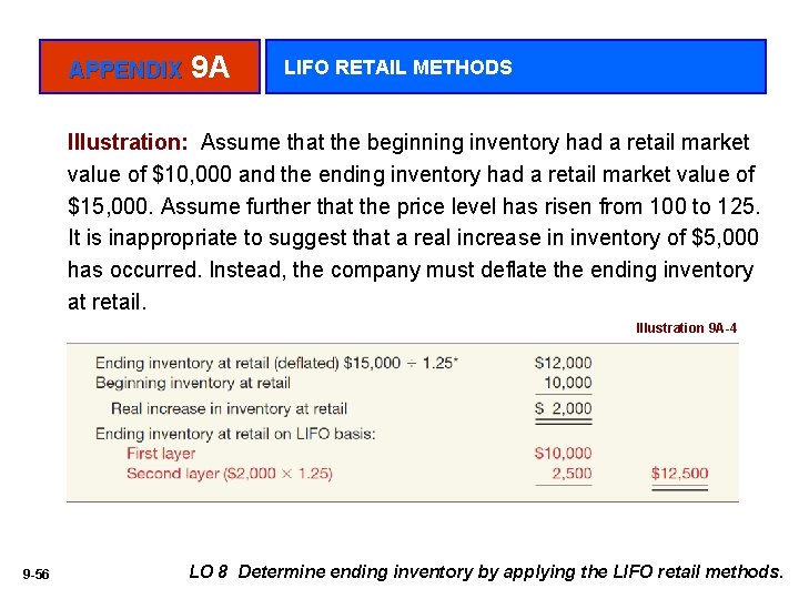 APPENDIX 9 A LIFO RETAIL METHODS Illustration: Assume that the beginning inventory had a