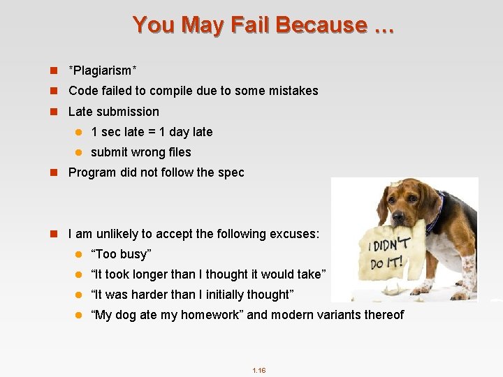 You May Fail Because … n *Plagiarism* n Code failed to compile due to