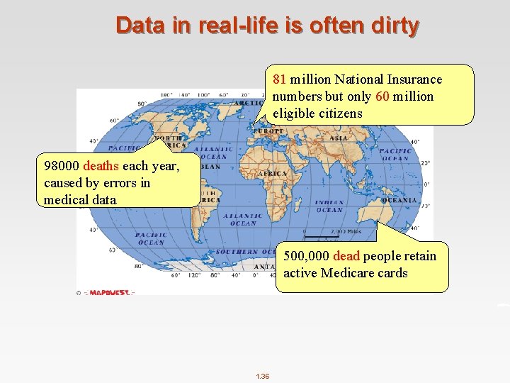 Data in real-life is often dirty 81 million National Insurance numbers but only 60