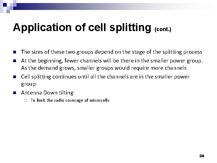 Application of cell splitting (cont. ) n n The sizes of these two groups