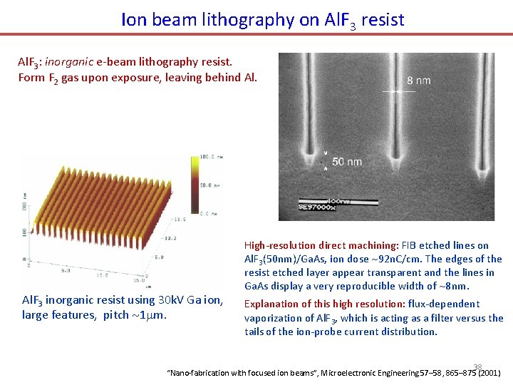 Ion beam lithography on Al. F 3 resist Al. F 3: inorganic e-beam lithography
