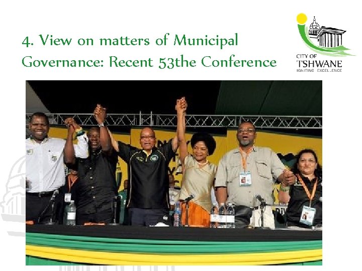4. View on matters of Municipal Governance: Recent 53 the Conference 