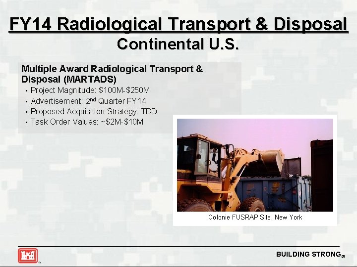 FY 14 Radiological Transport & Disposal Continental U. S. Multiple Award Radiological Transport &