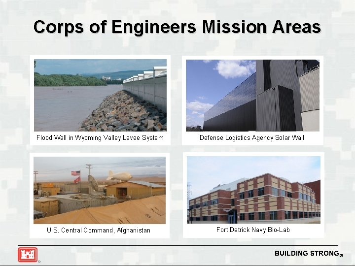 Corps of Engineers Mission Areas Flood Wall in Wyoming Valley Levee System Defense Logistics