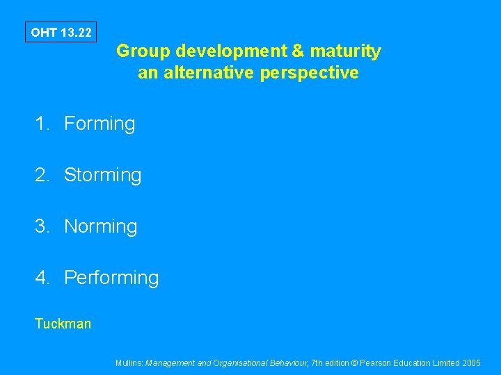 OHT 13. 22 Group development & maturity an alternative perspective 1. Forming 2. Storming OHT 13. 22 Group development & maturity an alternative perspective 1. Forming 2. Storming