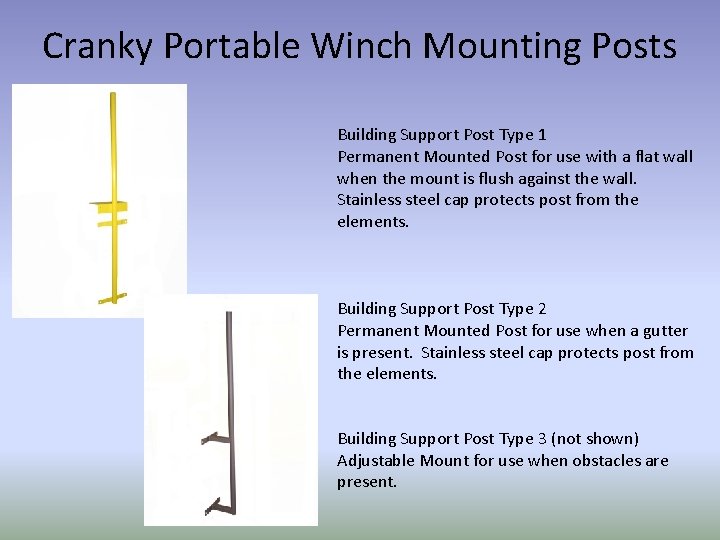 Cranky Portable Winch Mounting Posts Building Support Post Type 1 Permanent Mounted Post for