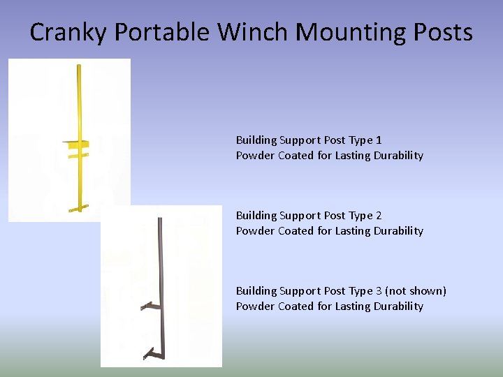 Cranky Portable Winch Mounting Posts Building Support Post Type 1 Powder Coated for Lasting