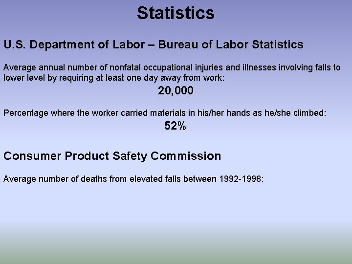 Statistics U. S. Department of Labor – Bureau of Labor Statistics Average annual number