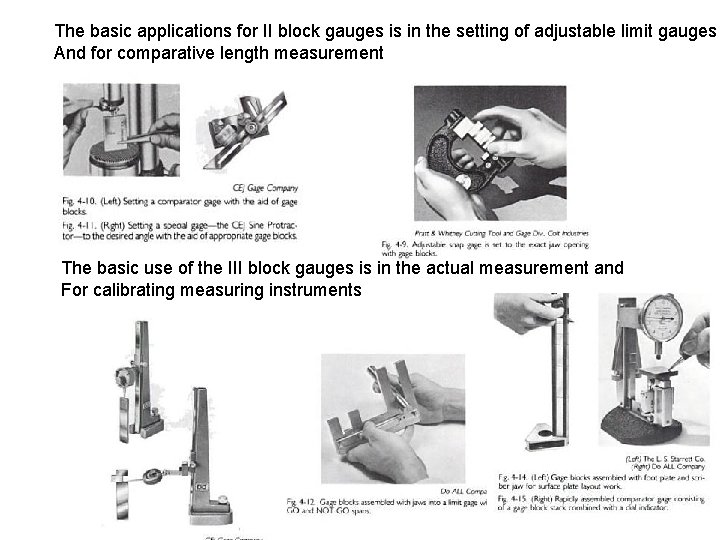 The basic applications for II block gauges is in the setting of adjustable limit