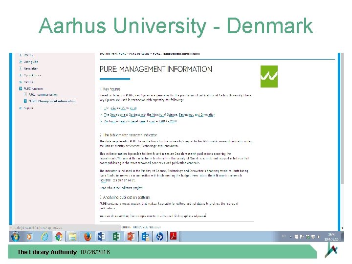 Aarhus University - Denmark The Library Authority 07/26/2016 