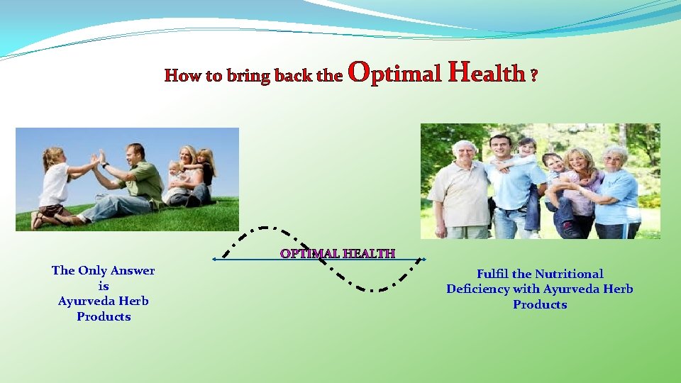 How to bring back the Optimal Health ? OPTIMAL HEALTH The Only Answer is