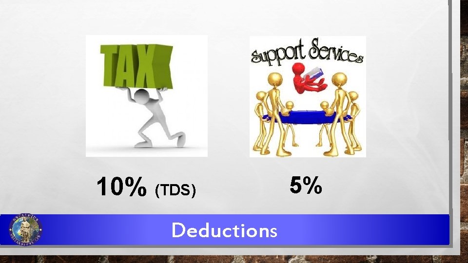 10% (TDS) Deductions 5% 
