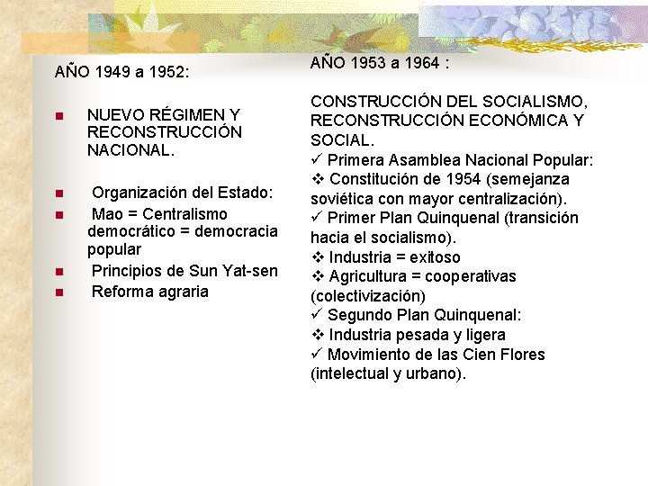 AÑO 1949 a 1952: n NUEVO RÉGIMEN Y RECONSTRUCCIÓN NACIONAL. n Organización del Estado: