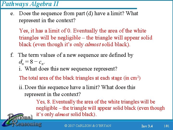 Pathways Algebra II e. Does the sequence from part (d) have a limit? What