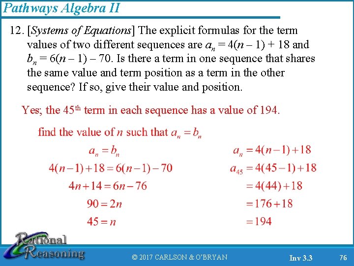 Pathways Algebra II 12. [Systems of Equations] The explicit formulas for the term values