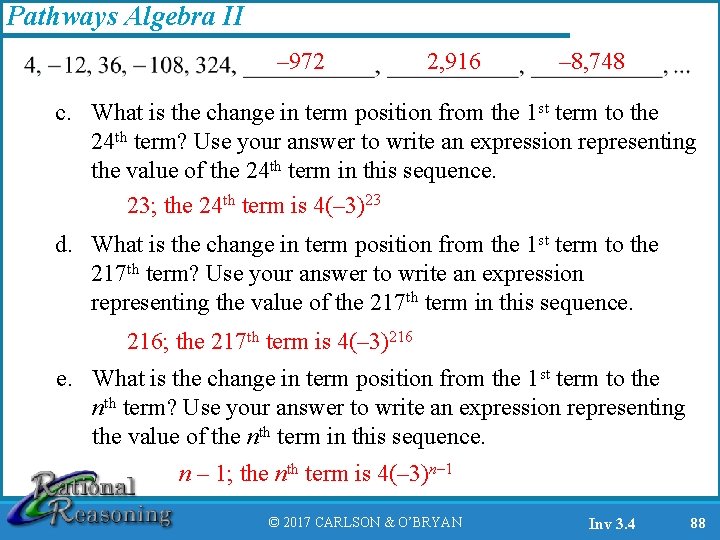 Pathways Algebra II – 972 2, 916 – 8, 748 c. What is the