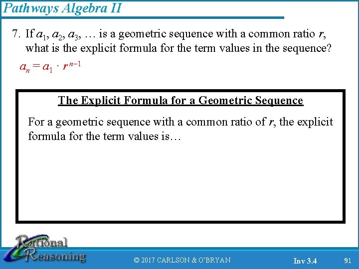 Pathways Algebra II 7. If a 1, a 2, a 3, … is a