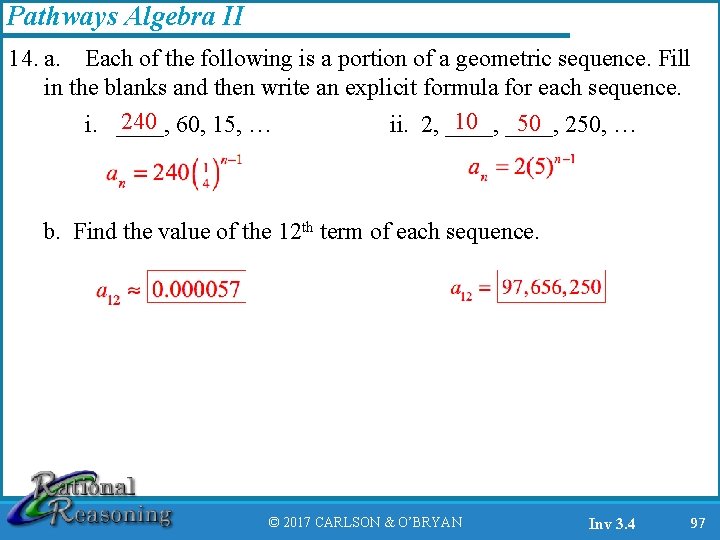 Pathways Algebra II 14. a. Each of the following is a portion of a