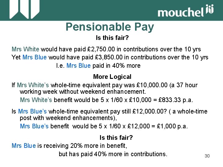 Pensionable Pay Is this fair? Mrs White would have paid £ 2, 750. 00