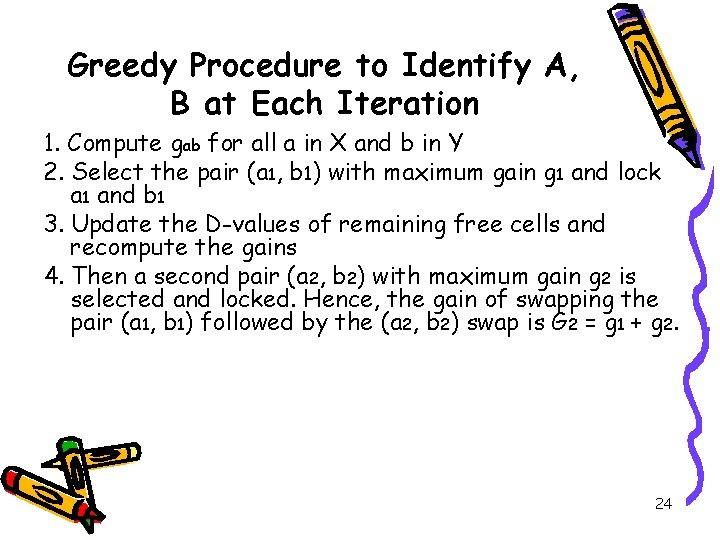 Greedy Procedure to Identify A, B at Each Iteration 1. Compute gab for all