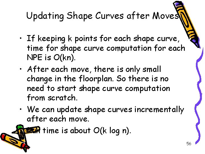 Updating Shape Curves after Moves • If keeping k points for each shape curve,