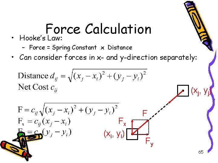 Force Calculation • Hooke’s Law: – Force = Spring Constant x Distance • Can