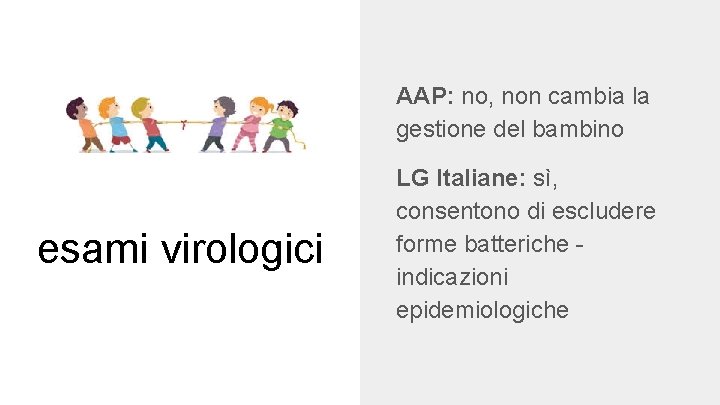 AAP: no, non cambia la gestione del bambino esami virologici LG Italiane: sì, consentono