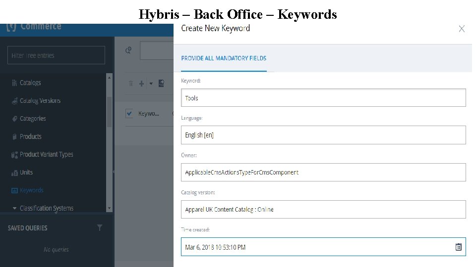 Hybris – Back Office – Keywords 
