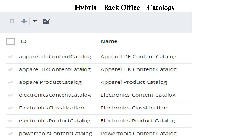 Hybris – Back Office – Catalogs 