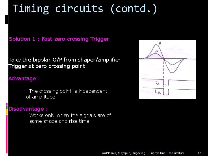 Timing circuits (contd. ) Solution 1 : Fast zero crossing Trigger Take the bipolar