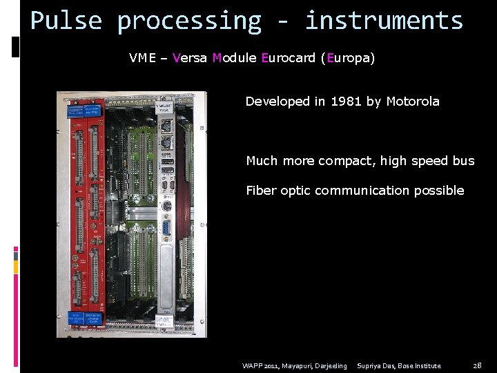 Pulse processing - instruments VME – Versa Module Eurocard (Europa) Developed in 1981 by