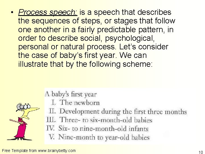  • Process speech: is a speech that describes the sequences of steps, or