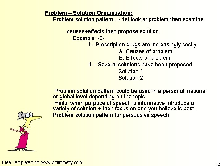 Problem – Solution Organization: Problem solution pattern → 1 st look at problem then