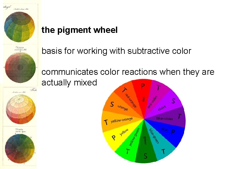 the pigment wheel basis for working with subtractive color communicates color reactions when they