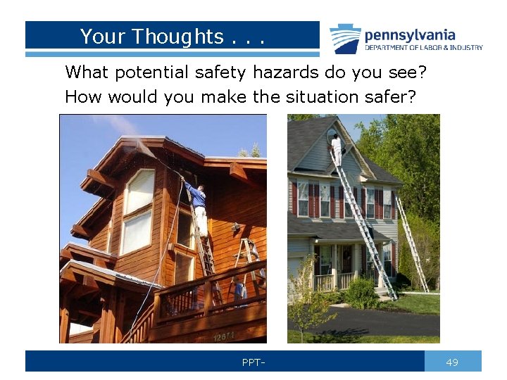 Your Thoughts. . . What potential safety hazards do you see? How would you