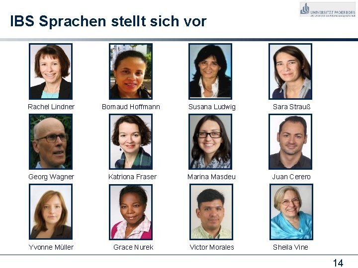 IBS Sprachen stellt sich vor Rachel Lindner Bomaud Hoffmann Susana Ludwig Sara Strauß Georg