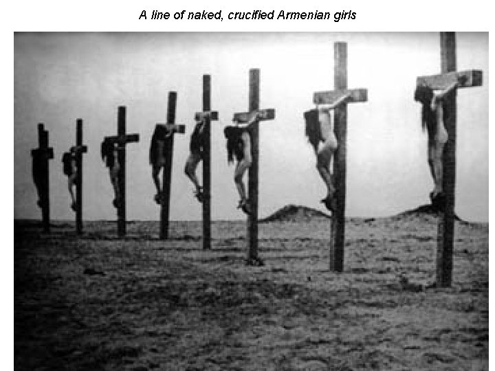 A line of naked, crucified Armenian girls A line of naked, crucified Armenian girls