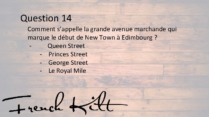 Question 14 Comment s’appelle la grande avenue marchande qui marque le début de New