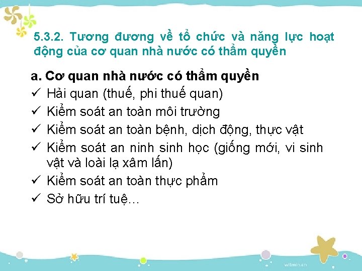 5. 3. 2. Tương đương về tổ chức và năng lực hoạt động của