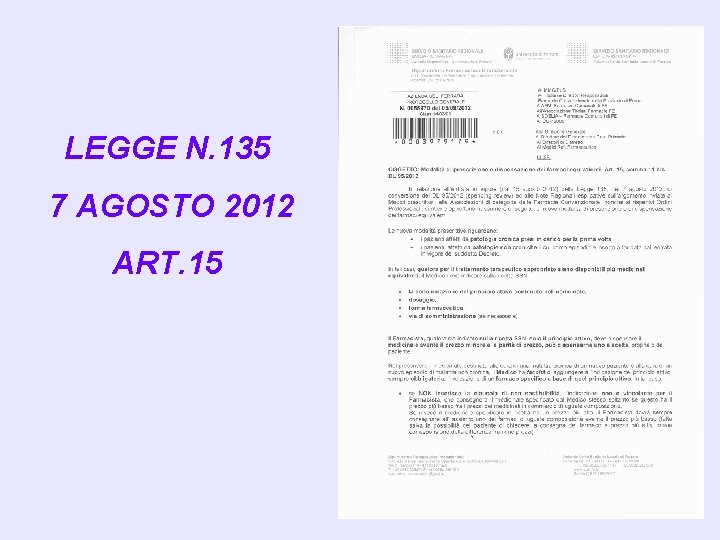 LEGGE N. 135 7 AGOSTO 2012 ART. 15 
