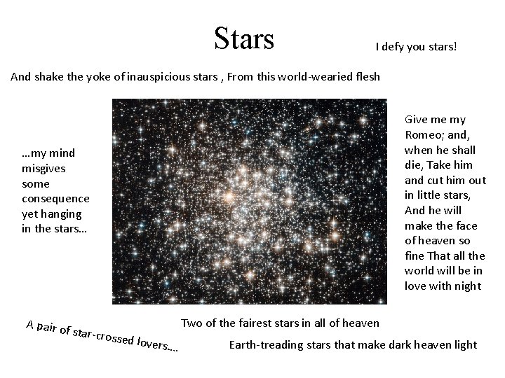 Stars I defy you stars! And shake the yoke of inauspicious stars , From