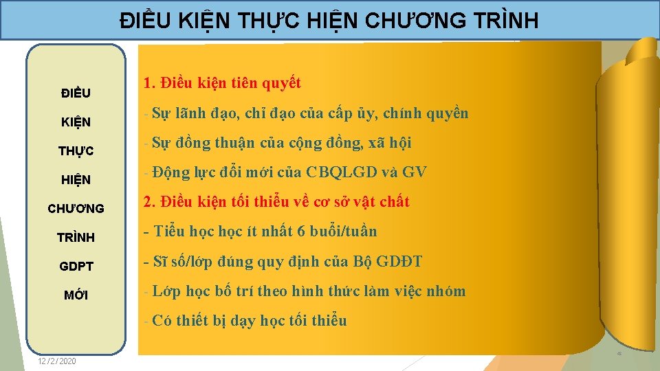 ĐIỀU KIỆN THỰC HIỆN CHƯƠNG TRÌNH ĐIỀU KIỆN THỰC HIỆN CHƯƠNG 1. Điều kiện
