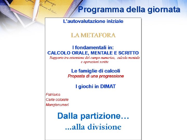 Programma della giornata 