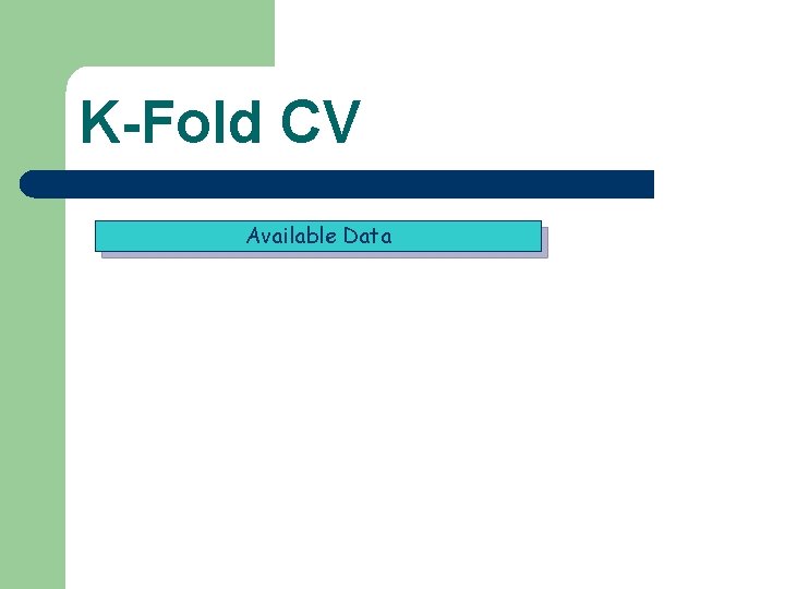 K-Fold CV Available Data K-Fold CV Available Data