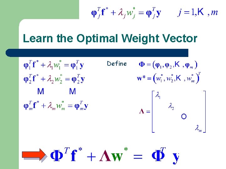 Learn the Optimal Weight Vector Define 