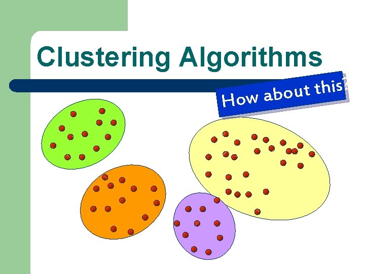 Clustering Algorithms H ? s i h t t u ow abo 