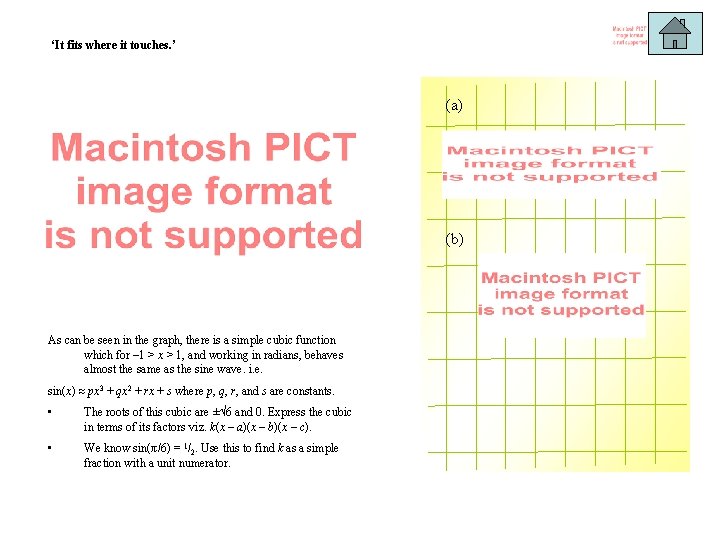 ‘It fits where it touches. ’ (a) (b) As can be seen in the