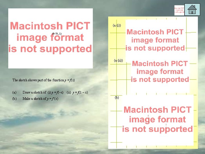 (a (i)) (0· 75, 1) (a (ii)) The sketch shows part of the function