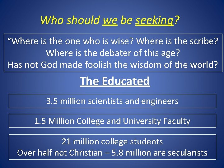 Who should we be seeking? “Where is the one who is wise? Where is